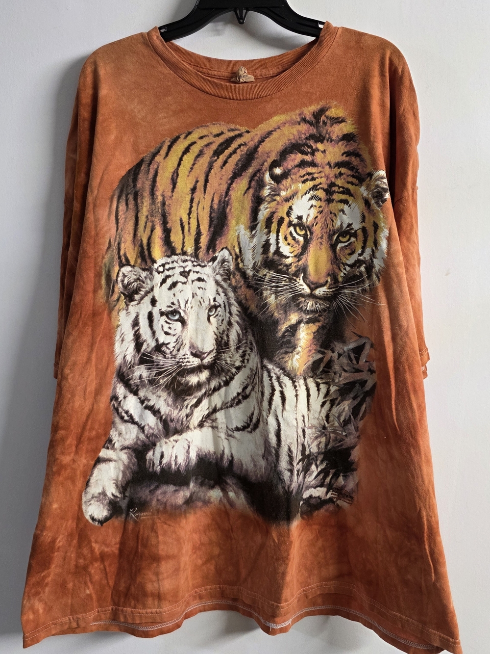 Vintage 2007 Tiger Graphic Tee Y2K Wildlife Double Tiger T-Shirt Orange Size 3x
